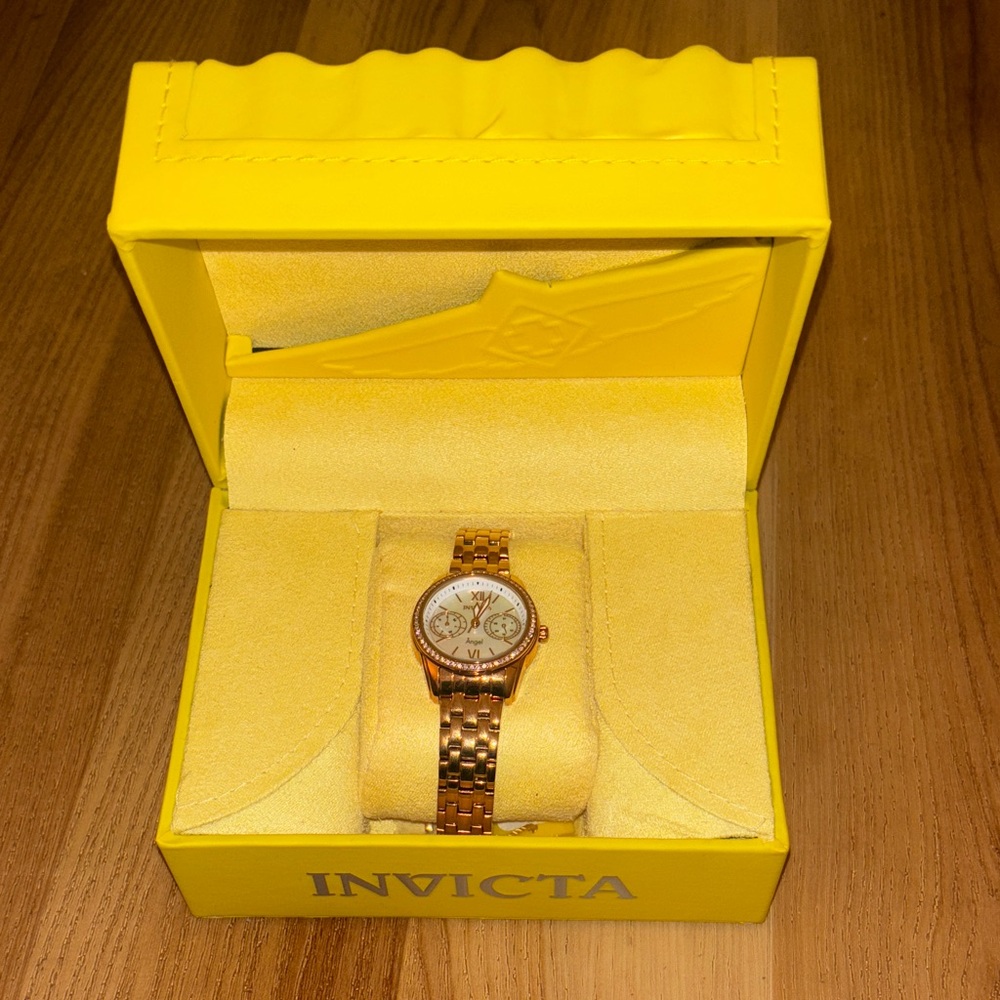 Invicta Gold-Tone Watch with White Dial